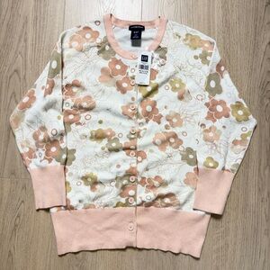 Vintage GAP Cotton Blend Floral Buttonup Cardigan Knit Sweater Womens Medium Y2K